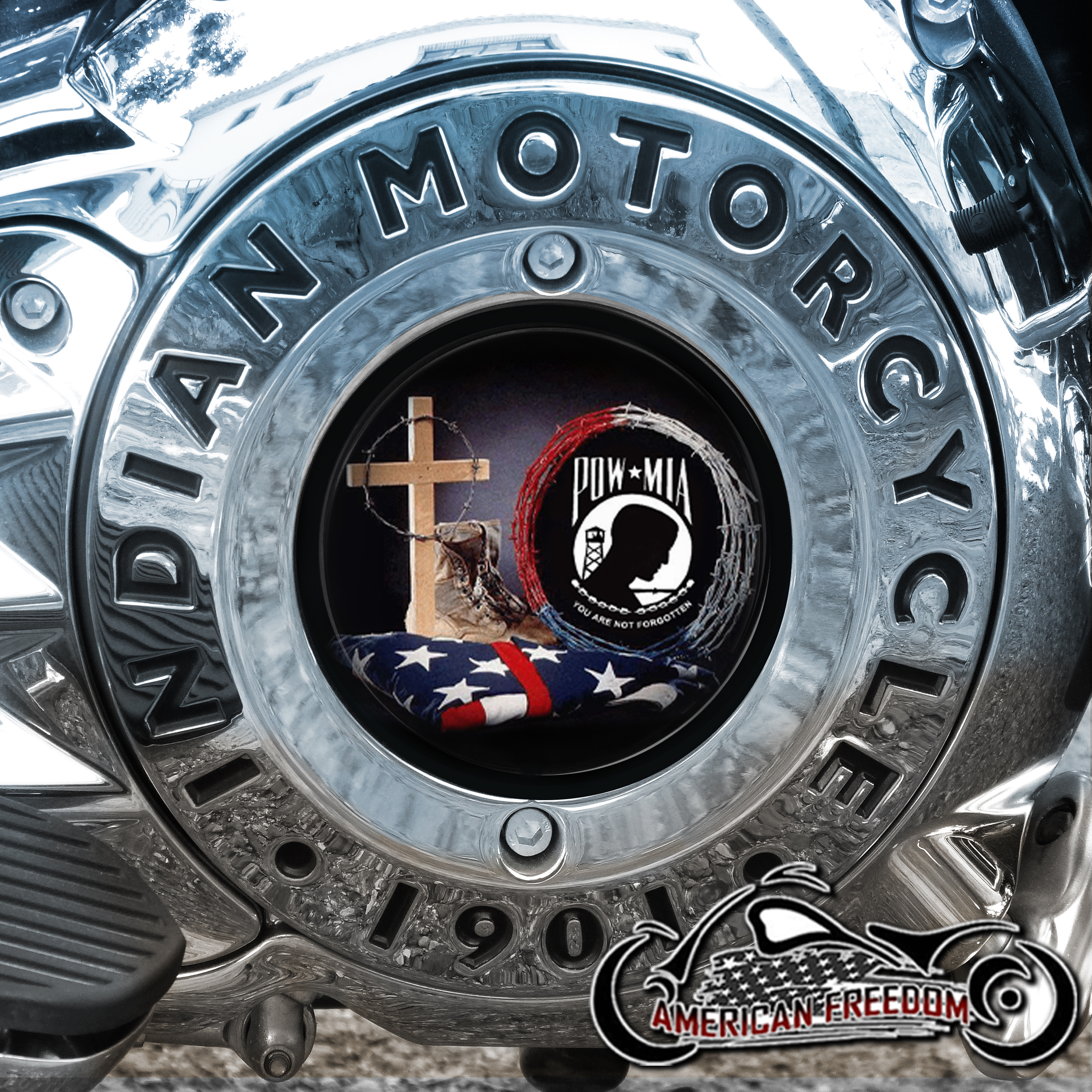 Indian Motorcycles Thunder Stroke Derby Insert - POW MIA Cross